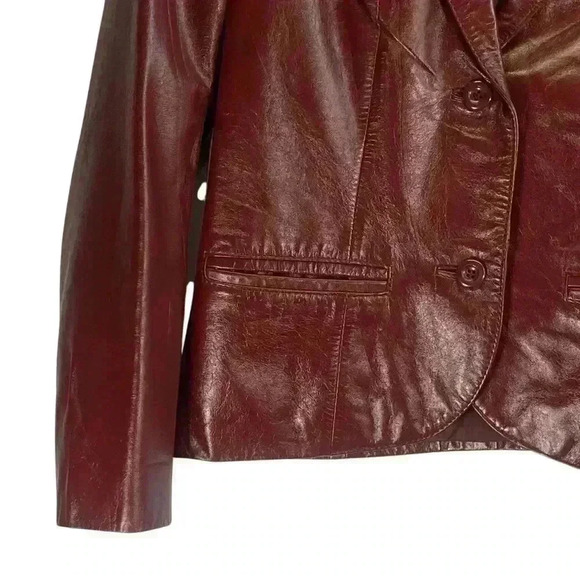 Vintage Women’s Genuine Leather Blazer Jacket. Size 5/6. Chestnut brown. - Picture 2 of 16